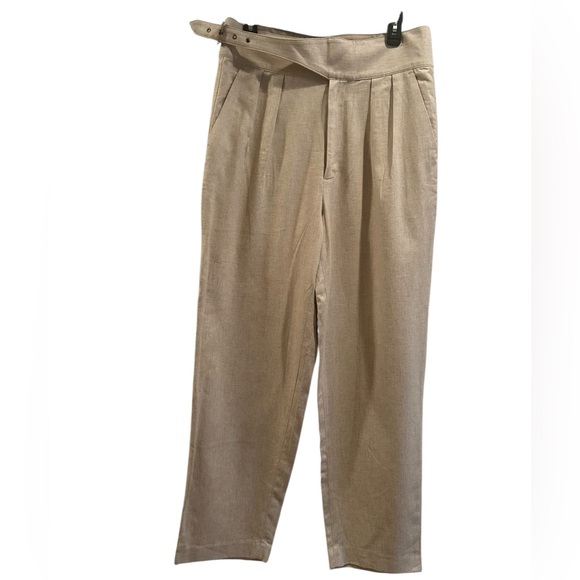 NWT Banana Republic tan linen blend high waste pleated pants size 8